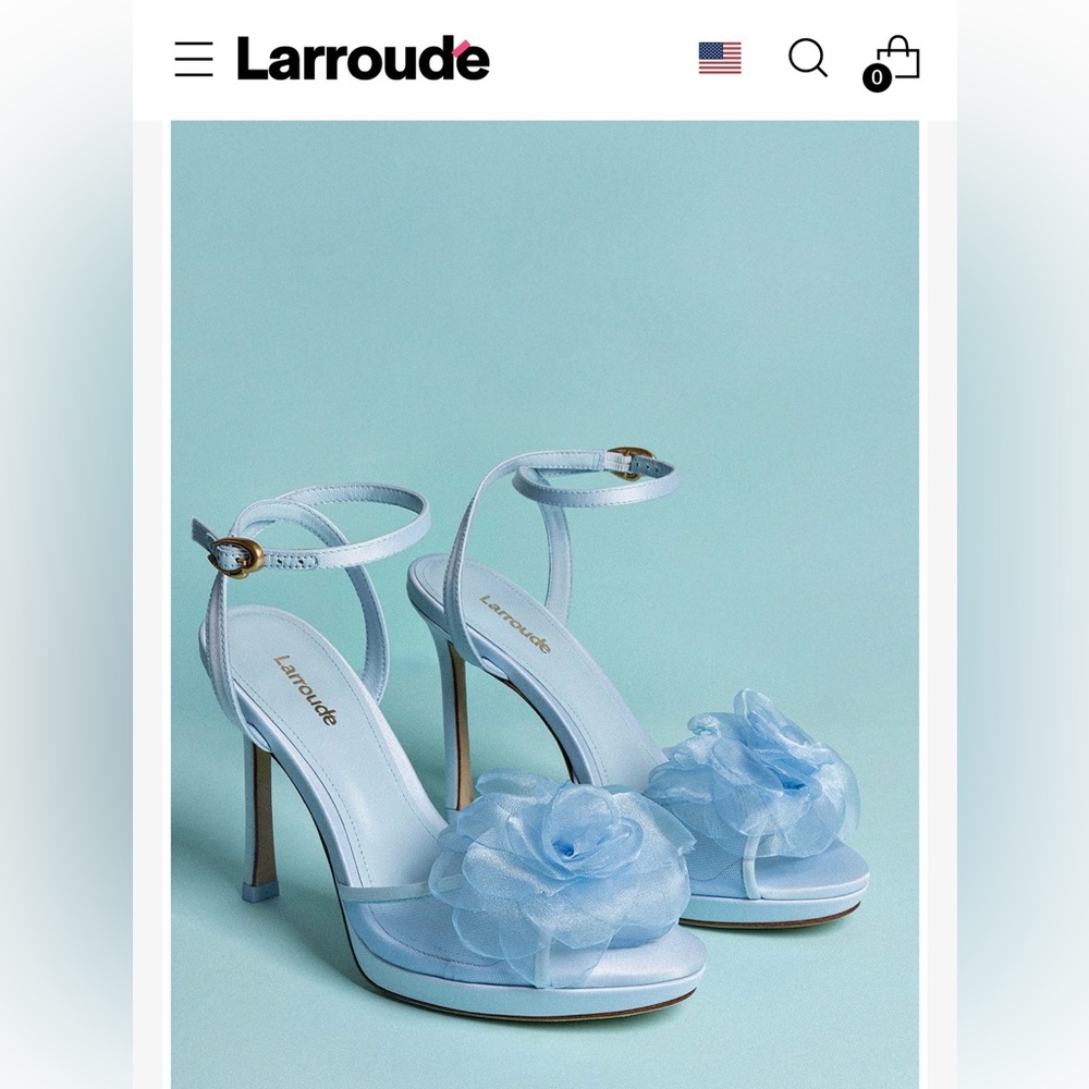 NWT Larroudé Salma Platform Sandal in blue